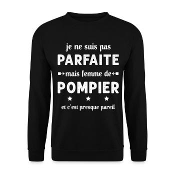 pas parfaite mais femme de pompier - Sweat-shirt Unisexe - noir - Devant - Alina (178cm) & Michal (187cm)