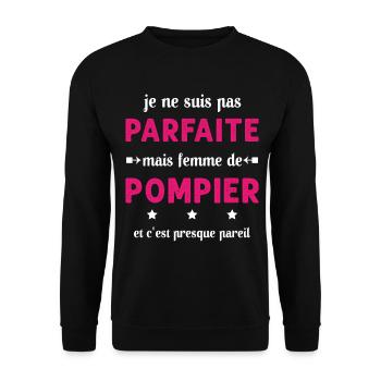 pas parfaite mais femme de pompier - Sweat-shirt Unisexe - noir - Devant - Alina (178cm) & Michal (187cm)