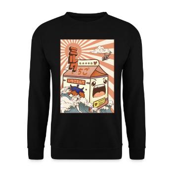 Kaiju Strawberry Milk Carton Japanese Monster Gesc - Unisex Sweatshirt - black - Front - Alina (178cm) & Michal (187cm)