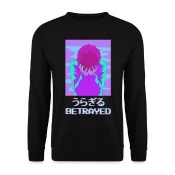 Emo Anime Young Vaporwave Aesthetic Betrayed Ge - Unisex Sweatshirt - black - Front - Alina (178cm) & Michal (187cm)