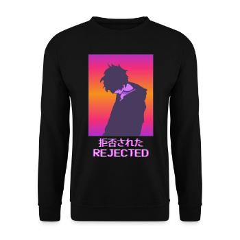 Trauriger Anime-Junge Vaporwave-Ästhetik abgelehnt - Unisex Pullover - Schwarz - Vorne - Alina (178cm) & Michal (187cm)