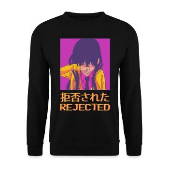 Sad Anime Girl Vaporwave Aesthetic Slimmed Down - Unisex Sweatshirt - black - Front - Alina (178cm) & Michal (187cm)