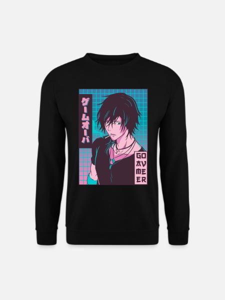 Game Over Anime Boy Jajpanese Vaporwave Ästhetisch - Unisex Pullover - Schwarz