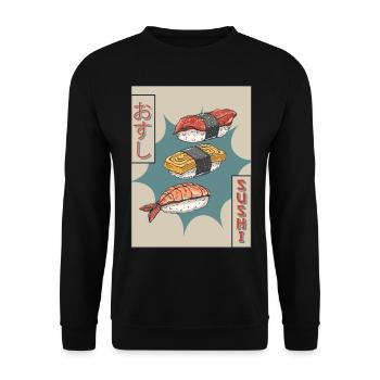 Sushi Japonais Vaporwave Cadeau Esthétique - Sweat-shirt Unisexe - noir - Devant - Alina (178cm) & Michal (187cm)