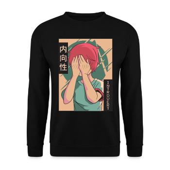 Introverted Anime Young Vaporwave Aesthetic - Unisex Sweatshirt - black - Front - Alina (178cm) & Michal (187cm)