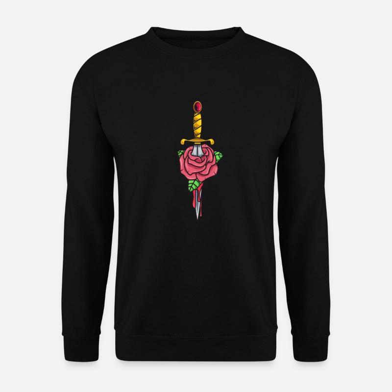 Poignard gothique avec rose - Sweat-shirt Unisexe - noir