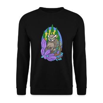 Aesthetic owl in the forest with crystals - Unisex Sweatshirt - black - Front - Alina (178cm) & Michal (187cm)