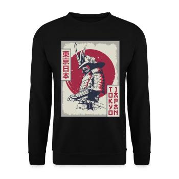 Samurai Tokyo Japan Japanese Aesthetics Gift - Unisex Sweatshirt - black - Front - Alina (178cm) & Michal (187cm)