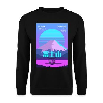Mt Fuji Fujiyama Torii Vaporwave Aesthetic Gesc - Unisex Sweatshirt - black - Front - Alina (178cm) & Michal (187cm)