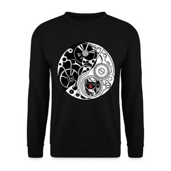 Cyborg Ying Yang Cyber Punk Yin Yang Cyber Geschen - Unisex Pullover - Schwarz - Vorne - Alina (178cm) & Michal (187cm)