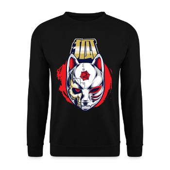 Cyborg Kitsune Mask Fox Mask Cyber Punk Cyber - Unisex Sweatshirt - black - Front - Alina (178cm) & Michal (187cm)