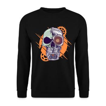 Cyborg Schädel Cyber Punk Cyber-Ästhetik Geschenk - Unisex Pullover - Schwarz - Vorne - Alina (178cm) & Michal (187cm)