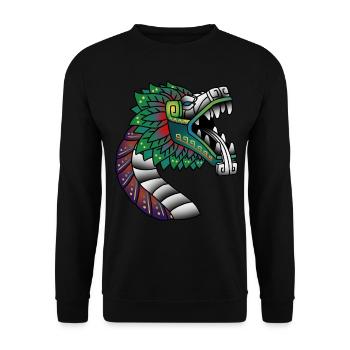 Quetzalcoatl Antike aztekische gefiederte Schlange - Unisex Pullover - Schwarz - Vorne - Alina (178cm) & Michal (187cm)