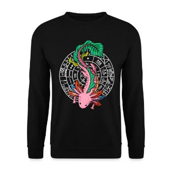 Quetzalcoatl Axolotl Old Aztec Serpent Maya - Unisex Sweatshirt - black - Front - Alina (178cm) & Michal (187cm)