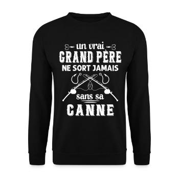 Un vrai Grand Père Pêcheur - Sweat-shirt Unisexe - noir - Devant - Alina (178cm) & Michal (187cm)