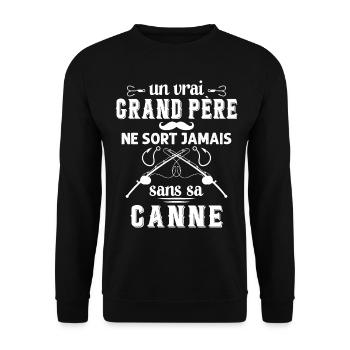 Un vrai Grand Père Pêcheur - Sweat-shirt Unisexe - noir - Devant - Alina (178cm) & Michal (187cm)