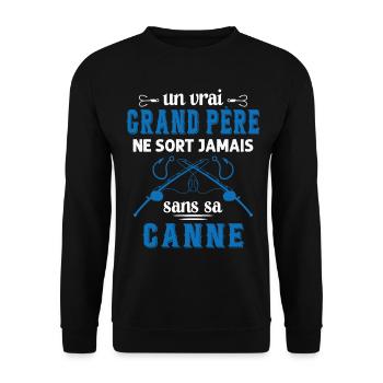 Un vrai Grand Père Pêcheur - Sweat-shirt Unisexe - noir - Devant - Alina (178cm) & Michal (187cm)
