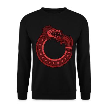 Quetzalcoatl Ouroboros Alte aztekische Schlange Ma - Unisex Pullover - Schwarz - Vorne - Alina (178cm) & Michal (187cm)