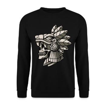 Quetzalcoatl Aztec Skull Maya Ancient Inca Toltek - Unisex Sweatshirt - black - Front - Alina (178cm) & Michal (187cm)