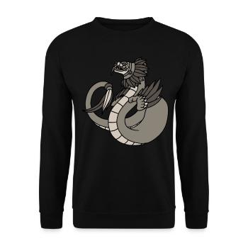 Quetzalcoatl Azteken Gefiederte Schlange Maya Inka - Unisex Pullover - Schwarz - Vorne - Alina (178cm) & Michal (187cm)