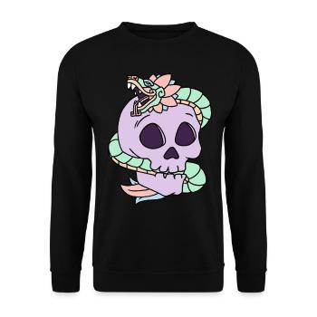 Quetzalcoatl Pastel Goth Skull Aztec Gift - Unisex Sweatshirt - black - Front - Alina (178cm) & Michal (187cm)