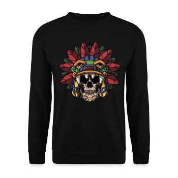 Quetzalcoatl Aztec Gothic Skull Goth Maya Inca G - Unisex Sweatshirt - black - Front - Alina (178cm) & Michal (187cm)