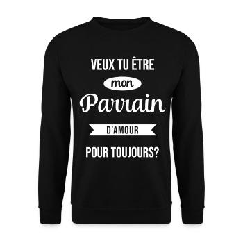 Veux Tu Être Mon Parrain d'amour pour toujours - Sweat-shirt Unisexe - noir - Devant - Alina (178cm) & Michal (187cm)
