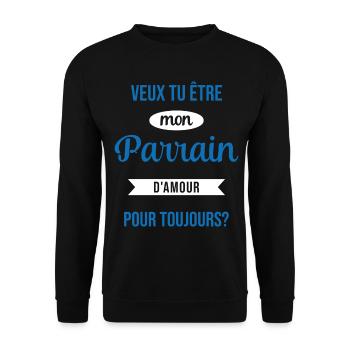 Veux Tu Être Mon Parrain d'amour pour toujours - Sweat-shirt Unisexe - noir - Devant - Alina (178cm) & Michal (187cm)