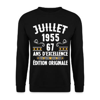 67 Ans Anniversaire Vintage Né(e) en Juillet 1955 - Sweat-shirt Unisexe - noir - Devant - Alina (178cm) & Michal (187cm)