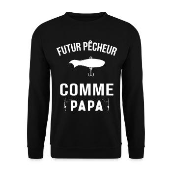 Futur pêcheur comme papa humour cadeau pêcheur - Sweat-shirt Unisexe - noir - Devant - Alina (178cm) & Michal (187cm)