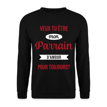 Veux Tu Être Mon Parrain d'amour pour toujours - Sweat-shirt Unisexe - noir - Devant - Alina (178cm) & Michal (187cm)