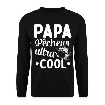 Cadeau Papa pêcheur cadeau fête des pères - Sweat-shirt Unisexe - noir - Devant - Alina (178cm) & Michal (187cm)
