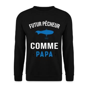 Futur pêcheur comme papa humour cadeau pêcheur - Sweat-shirt Unisexe - noir - Devant - Alina (178cm) & Michal (187cm)