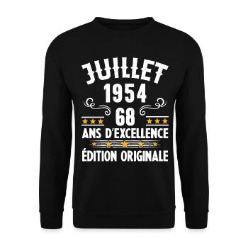 68 Ans Anniversaire Vintage Né(e) en Juillet 1954 - Sweat-shirt Unisexe - noir - Devant - Alina (178cm) & Michal (187cm)