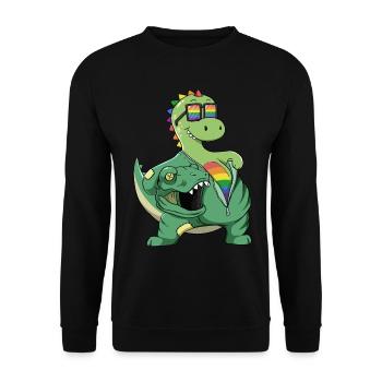 Süßer Dino T-rex Kostüm LGBTQ LGBT LGBTQ+ Pride - Unisex Pullover - Schwarz - Vorne - Alina (178cm) & Michal (187cm)