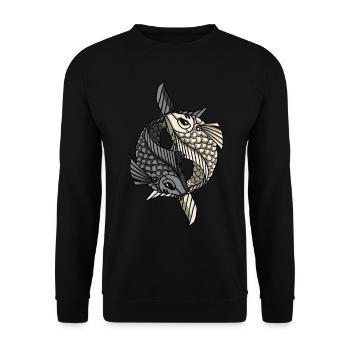 Cyborg Koi Fish Ying Yang Cyber Punk Cyber Gesche - Unisex Sweatshirt - black - Front - Alina (178cm) & Michal (187cm)