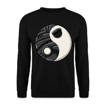 Cyborg Ying Yang Cyber Punk Yin Yang Cyber Geschen - Unisex Pullover - Schwarz - Vorne - Alina (178cm) & Michal (187cm)