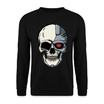 Cyborg Schädel Cyber Punk Cyber-Ästhetik Geschenk - Unisex Pullover - Schwarz - Vorne - Alina (178cm) & Michal (187cm)
