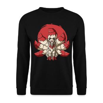 Cyborg Kitsune Nine Tailed Fox Cyber Punk Cyber Ge - Unisex Pullover - Schwarz - Vorne - Alina (178cm) & Michal (187cm)