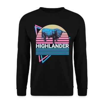 Highlander Scottish Highland Cow Retro Gift - Unisex Sweatshirt - black - Front - Alina (178cm) & Michal (187cm)