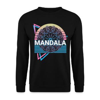 Mandala Sacred Geometry Prana Retro Gift - Unisex Sweatshirt - black - Front - Alina (178cm) & Michal (187cm)