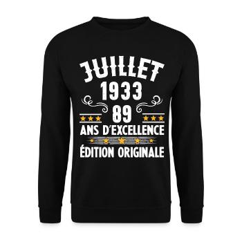 89 Ans Anniversaire Vintage Né(e) en Juillet 1933 - Sweat-shirt Unisexe - noir - Devant - Alina (178cm) & Michal (187cm)