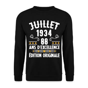 88 Ans Anniversaire Vintage Né(e) en Juillet 1934 - Sweat-shirt Unisexe - noir - Devant - Alina (178cm) & Michal (187cm)