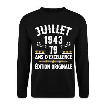 79 Ans Anniversaire Vintage Né(e) en Juillet 1943 - Sweat-shirt Unisexe - noir - Devant - Alina (178cm) & Michal (187cm)