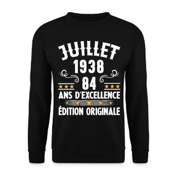 84 Ans Anniversaire Vintage Né(e) en Juillet 1938 - Sweat-shirt Unisexe - noir - Devant - Alina (178cm) & Michal (187cm)