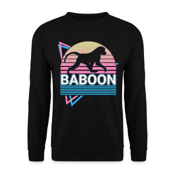 Pavian Retro Geschenk - Unisex Pullover - Schwarz - Vorne - Alina (178cm) & Michal (187cm)
