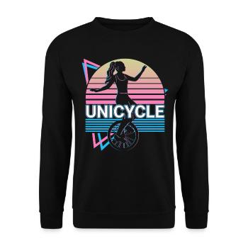 Unicycle Unicycling Unicyclist Retro Gift - Unisex Sweatshirt - black - Front - Alina (178cm) & Michal (187cm)