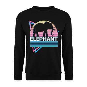 Elefant Retro Geschenk - Unisex Pullover - Schwarz - Vorne - Alina (178cm) & Michal (187cm)