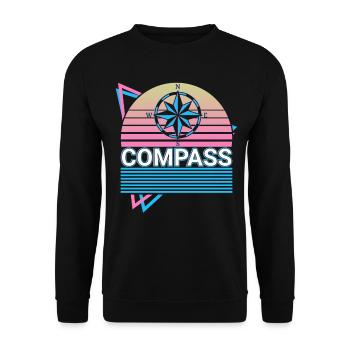 Kompass Retro Geschenk - Unisex Pullover - Schwarz - Vorne - Alina (178cm) & Michal (187cm)