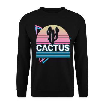 Cactus Retro Gift - Unisex Sweatshirt - black - Front - Alina (178cm) & Michal (187cm)